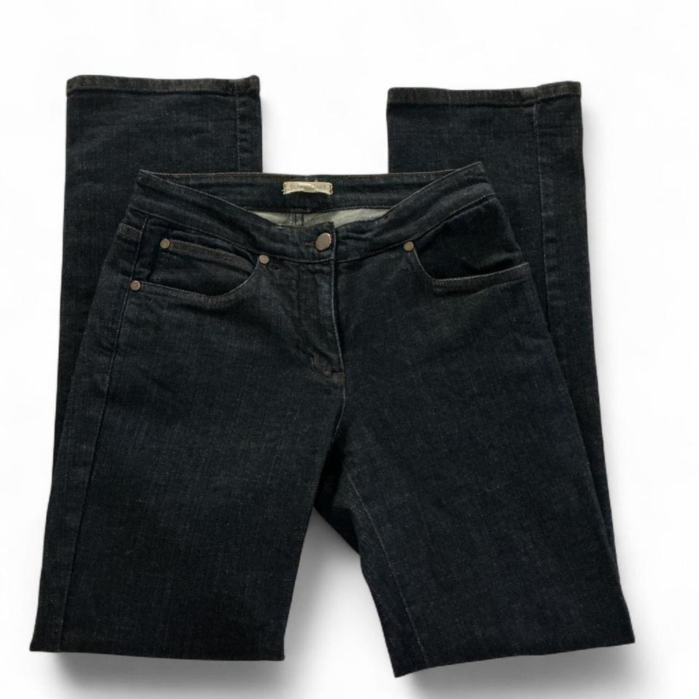 Eileen Fisher Petite Black Denim Jeans Straight Leg Women's PP‎
